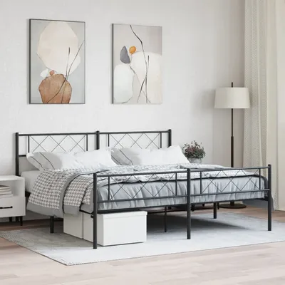 Produktbild von Maison Exclusive - Metallbett ohne Matratze mit Fußteil Schwarz 180x200 cm