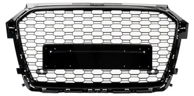 Kühlergrill Sportgrill Waben Gitter SCHWARZ GLANZ für Audi A1 8X Facelift 15-18 – Produktansicht