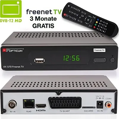 Produktbild von Opticum AX 570 Freenet TV Digitaler DVB-T2 Receiver DVB-T H.265 in Schwarz,