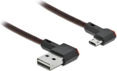 Zdjęcie produktu dla DeLOCK Przewód EASY-USB 2.0 Typu-A, wtyk męski do EASY-USB Typu Micro-B, wtyk męski, kątowy, w lewo/w prawo, 1 m, czarny, 1 m, USB A, Micro-USB B, USB 2.0, Czarny