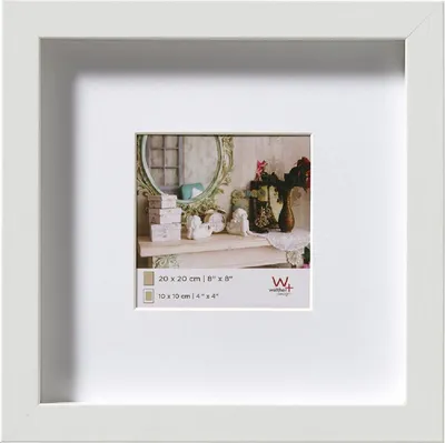 Immagine prodotto di Cornice in legno Walther 3D Stockholm bianca 20x20 cm con passe-partout 15x15 cm