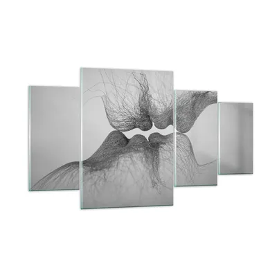 Produktbild von Bilder auf glas - 4 Teile - Kuss Liebe Paar - 160x90cm - Glasbilder - Wandbilder - Bilder - zum Aufhängen bereit - Wanddekoration aus Glas - Glas Bilder - Wandbild auf Glas - GDL160x90-4967