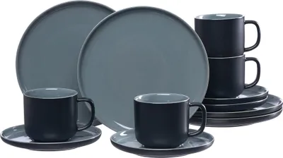 Produktbild von Ritzenhoff & Breker Jasper, 4 Person(en), Steingut, Schwarz, 15 cm, Jasper, Rund