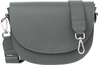 Produktbild von Coppetta Handtasche aus italienischem Leder - Reißverschlusstasche - abnehmbarer & verstellbarer Riemen - Ideal für Alltag - Grau-Anthrazit