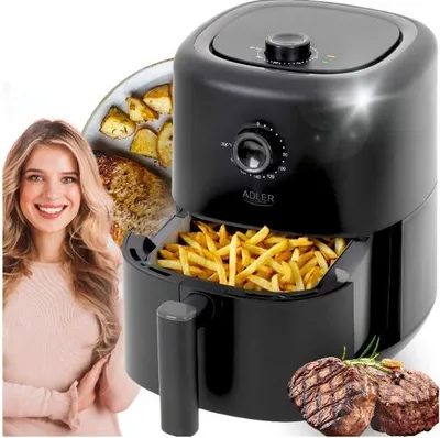 Produktbild von Adler AD 6310, Heißluftfritteuse, 3 l, 80 °C, 200 °C, Einzelbild, Schwarz