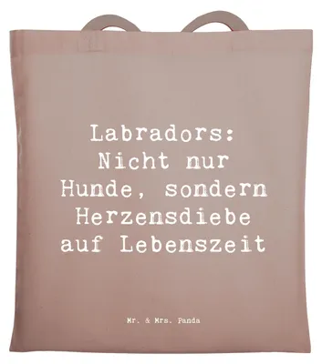 Produktbild von Mr. & Mrs. Panda Tote Bag Spruch Labrador Herzensdiebe - Braun Pastell - Geschenk, Hunderassen, Eigenschaften, Jutebeutel, intelligenter Hund, Vielfalt, Jutetasche