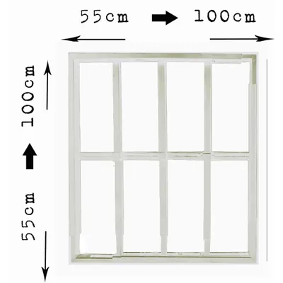 Produktbild von Fenstergitter ausziehbar 55 × 55 bis 100 × 100 cm Weiß – Einbruchschutz Sicherheitsgitter aus Stahl, höhen- und breitenverstellbar