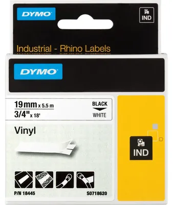 Image de Dymo Rhino ruban IND, vinyle 19 mm x 5,5 m noir sur blanc
