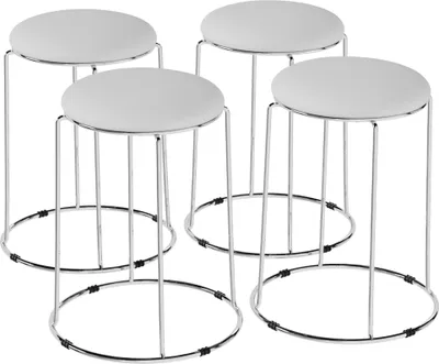Obrázek produktu pro Kuchyňské stoličky Barové stoličkyPolyuretankůže kovové 4 kusy 31x31x47 cm bílé