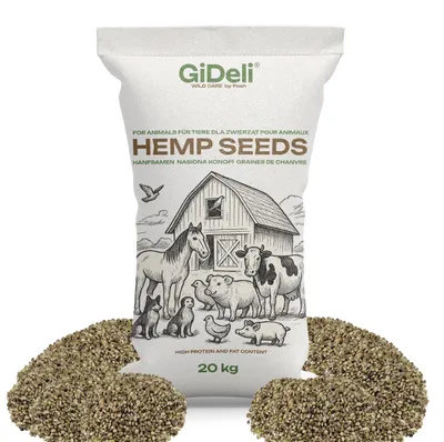 Produktbild von Hanfsamen 20kg Ungeschält Protein Vogelfutter Wildvögel Pferde Geflügel GiDeli