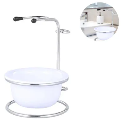 Produktbild von Rasierständer und Schale Set aus Edelstahl, Rasierpinselhalter, Rasierseifenschale, Becher für Männer, Bartentferner
