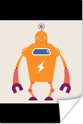 Produktbild von MuchoWow® Poster Roboter - Antenne - Orange - Blitzschlag - Junge - Kinder 40x60 cm - Plakate für die Wand - Poster Babyzimmer