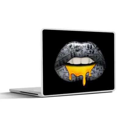 Produktbild von MuchoWow® Laptop Aufkleber Sticker Cover Lippen - Geld - Schwarz und Weiß 36.5x27.5 cm - Laptop-Sticker