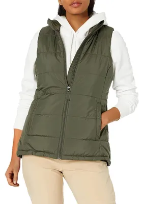 Produktbild von A. Essentials Damen Mittelschwere Daunenweste mit Reißverschluss, Olivgrün, L