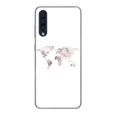 Produktbild von MuchoWow® Handyhülle Schutzhülle Hülle für Samsung Galaxy A30s Weltkarte - Marmor - Grau Silikon Softcase Handy Hülle - Karteninhaber