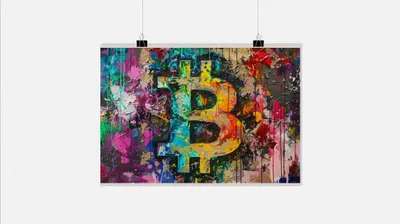 Produktbild von Bitcoin Poster - Farbenfrohes Poster - Aquarell Poster - Kunst Poster - 51x71cm - Perfekt zum Einrahmen