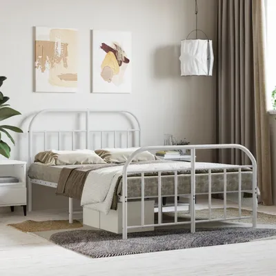Produktbild von [Home] Bettgestell mit Kopf- und Fußteil Metall Weiß 120x190 cm , Neue Mode 2024 im häuslichen Leben