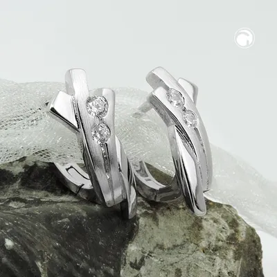 Produktbild von Creole 16x7mm Klappscharnier Zirkonias matt-glänzend rhodiniert Silber 925