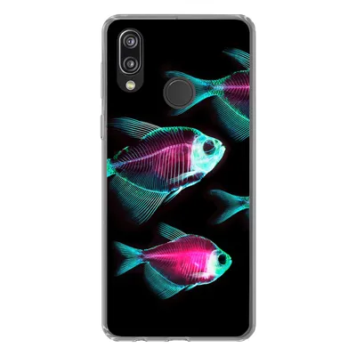 Produktbild von MuchoWow® Handyhülle Schutzhülle Hülle für Huawei P20 Lite (2020) Fisch - Lila - Blau Silikon Softcase Handy Hülle - Kartenhalter