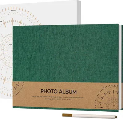 Zdjęcie produktu dla Samoprzylepny album na zdjęcia do samodzielnego zaprojektowania i przyklejenia, płócienny, ciemnozielony, 21,5x30 cm