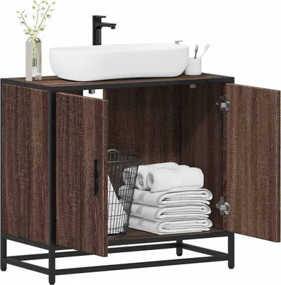 Image de Maison Exclusive - Meuble sous lavabo aspect chêne brun 65x33x60 cm