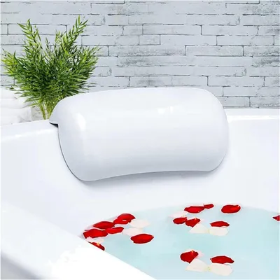 Produktbild von Badewannenkissen, Ergonomisches Badekissen, PolyurethanWannenkissen mit Saugnäpfen, wasserdichte Badewannen Kissen, Badewanne Nackenpolster, rutschfest, Weiß