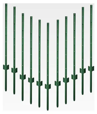 Produktbild von Metall Zaunpfosten für Gartenzaun 145cm Grün 11 Stück
