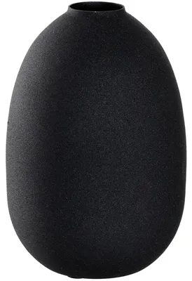Metallvase 19 cm schwarz oval – dekorativ für Blumen