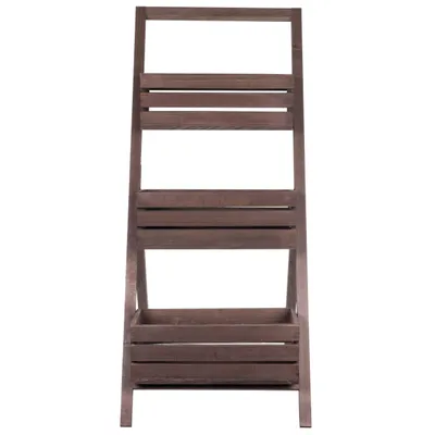Produktbild von Blumenständer Walnuss Holz 3-stufig, Blumentreppe Pflanzenregal klappbar, Blumenleiter für Balkon Garten Terrasse