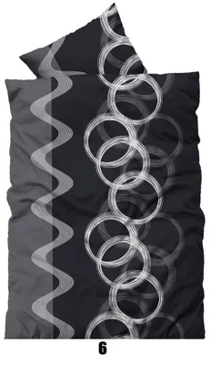 Produktbild von Mikrofaser Bettwäsche 135 x 200 cm 4 teilige / 2 teilige Garnitur Bettbezüge Set, Größe:2 teilig 135x200 cm, Farbe:6 Kreise Schwarz Grau Weiß
