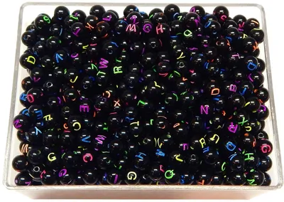 Buchstaben Perlen Schwarz A-Z 8 mm Runde Perlen Set 200 Stück Bunte Buchstaben