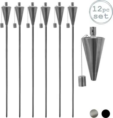 Produktbild von Gartenfackel - Paraffin-/Ölfackel - Dreieckiges Design - 1460 mm - 12 Stück