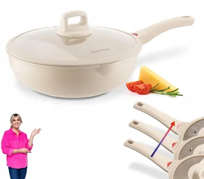 Obrázek produktu pro Konighoffer Creamy Marble Hluboká Wok pánev s poklicí 30 cm