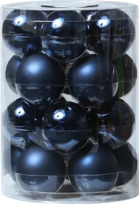 Christbaumkugel - Weihnachtsbaumkugel - Glas - D: 6cm - glänzend und matt - dunkelblau - 20er Set