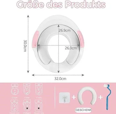 Produktbild von Famanu Toilettensitzverkleinerer für Kinder - mit Spritzschutz, grau/weiß