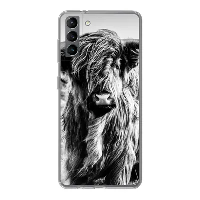 Produktbild von MuchoWow® Handyhülle Schutzhülle Hülle für Samsung Galaxy S21 Plus Schottischer Highlander - Natur - Kuh - Schwarz - Weiß Silikon Softcase Handy Hülle - Handy-Tasche