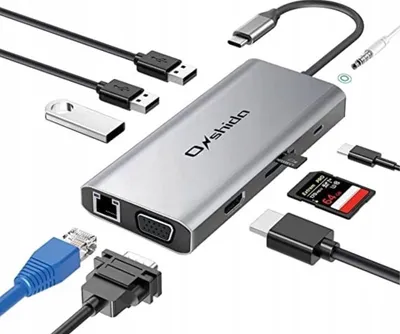 Produktbild von USB-C Hub 10-in-1 mit HDMI, USB 3.0, PD, RJ45