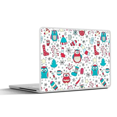 Produktbild von MuchoWow® Laptop Aufkleber Sticker Cover Schnittmuster - Eule - Weihnachten 36.5x27.5 cm - Laptop-Sticker