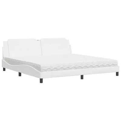 Produktbild von Bett mit Matratze "Zadar" Weiß 200x200 cm Kunstleder