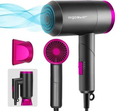 Produktbild von Aigostar Reiseföhn 1400W, Klappbar, Kompakt, Schwarz, Konzentrator