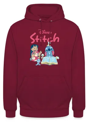 Produktbild von Lilo & Stitch Mit Buch Uni Hoodie, XXL, Bordeaux