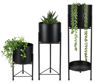 Produktbild von Blumenständer 3tlg., Metall, schwarz