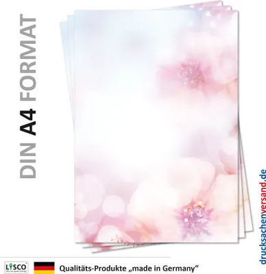 Produktbild von Motiv Briefpapier (Blumen-5097, DIN A4, 25 Blatt) Briefpapier mit wunderschönen Kirschblüten / Apfelblüten