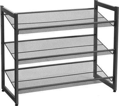Produktbild von Schuhregal 3 Ebenen, Mesh, verstellbar, schwarz, 74x63cm