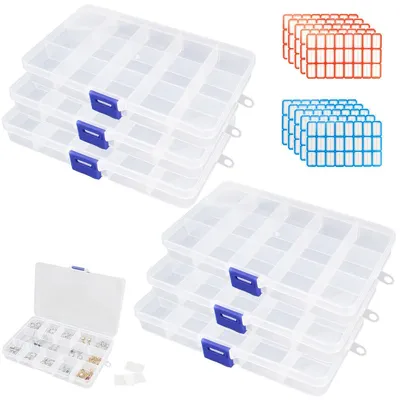 Produktbild von Kunststoff Kralensorteerbox - 15 Fächer - Aufbewahrungsbox 6er Set