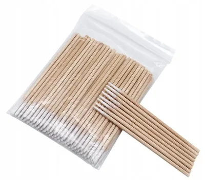 Produktbild von Kosmetikstäbchen aus Holz mit Baumwolle, 100 Stück