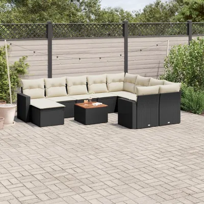 Immagine prodotto di Maison Exclusive - Set da giardino 11 pezzi con cuscini in poly rattan nero