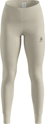 Beige Odlo Active Warm Base Layer Tights mit elastischem Bund und Logo auf dem linken Oberschenkel