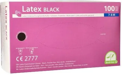 Produktbild von Medi-Inn Latex Black Einmalhandschuhe schwarz puderfrei (Größe: M, 10 x 100 = 1000 Stück)