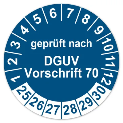Teststicker DGUV 70, 2025-2030, blau, 20 mm, 50 St.